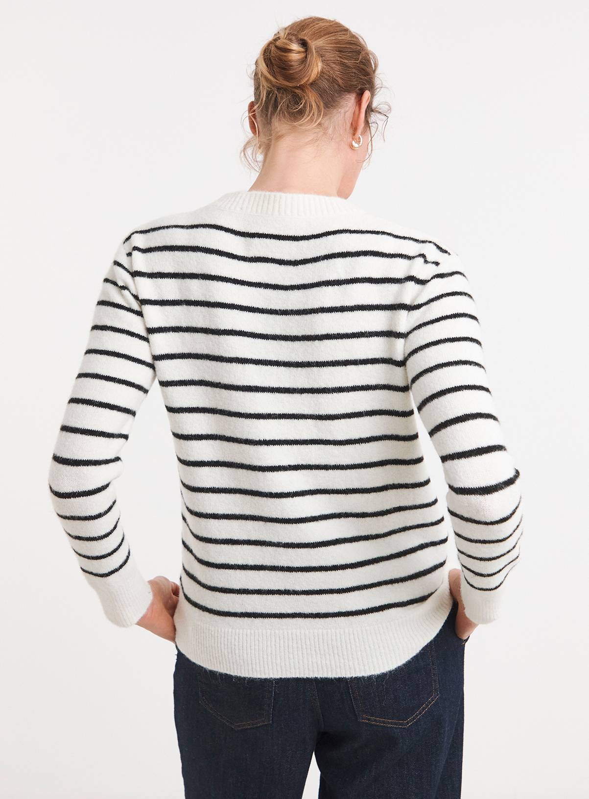 JD WILLIAMS Slogan Stripe Knitted Sweatshirt 28-30 - Image 2